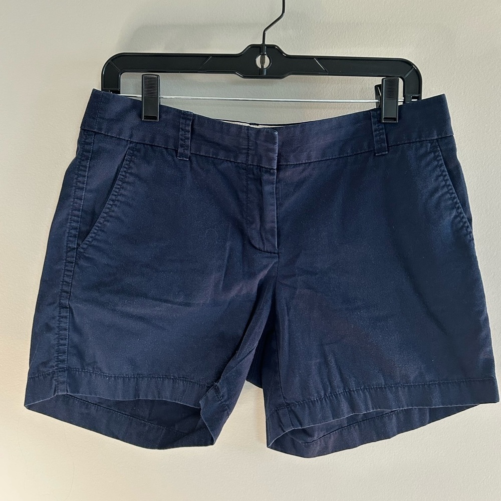 J Crew Shorts Womens Size 4 Chino 100% Cotton Navy Blue 5” inseam classic preppy